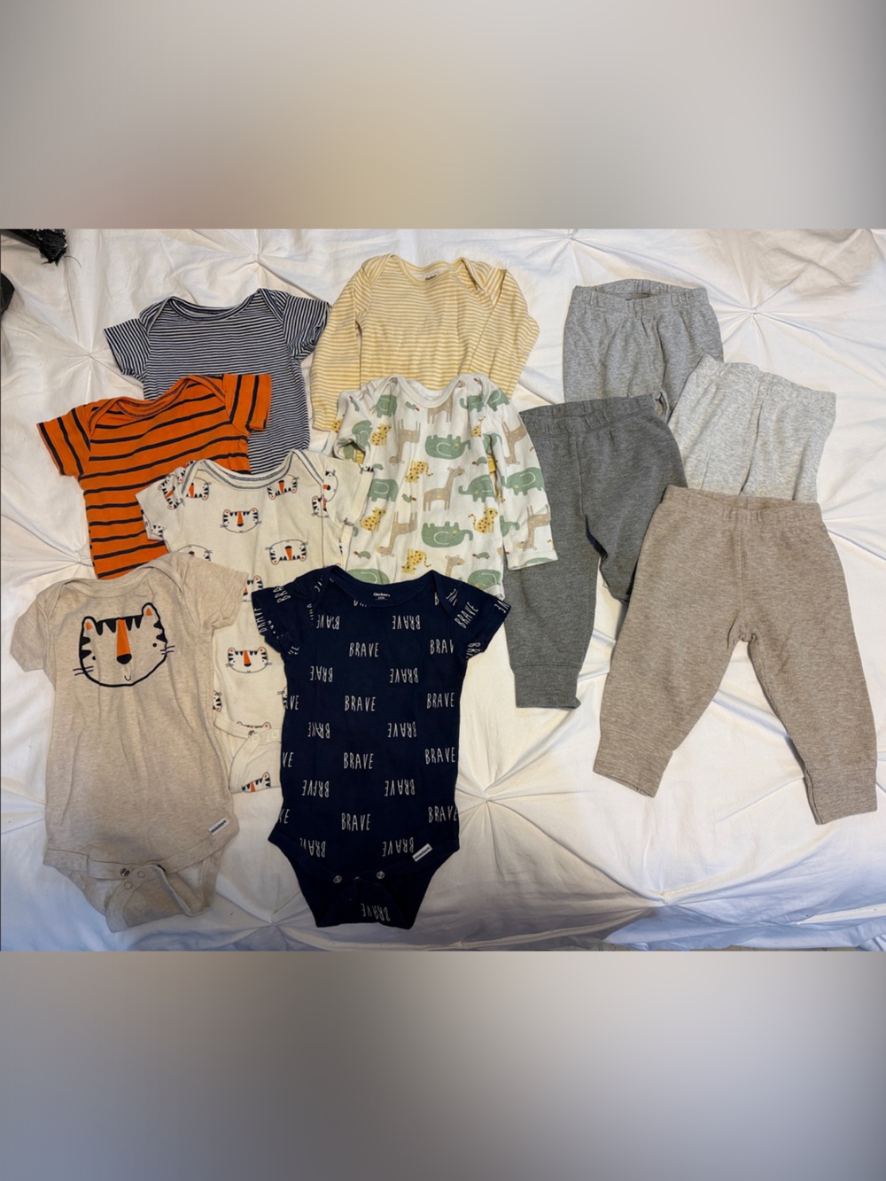 Mixed-Print Baby One-Piece Bodysuits and Pants